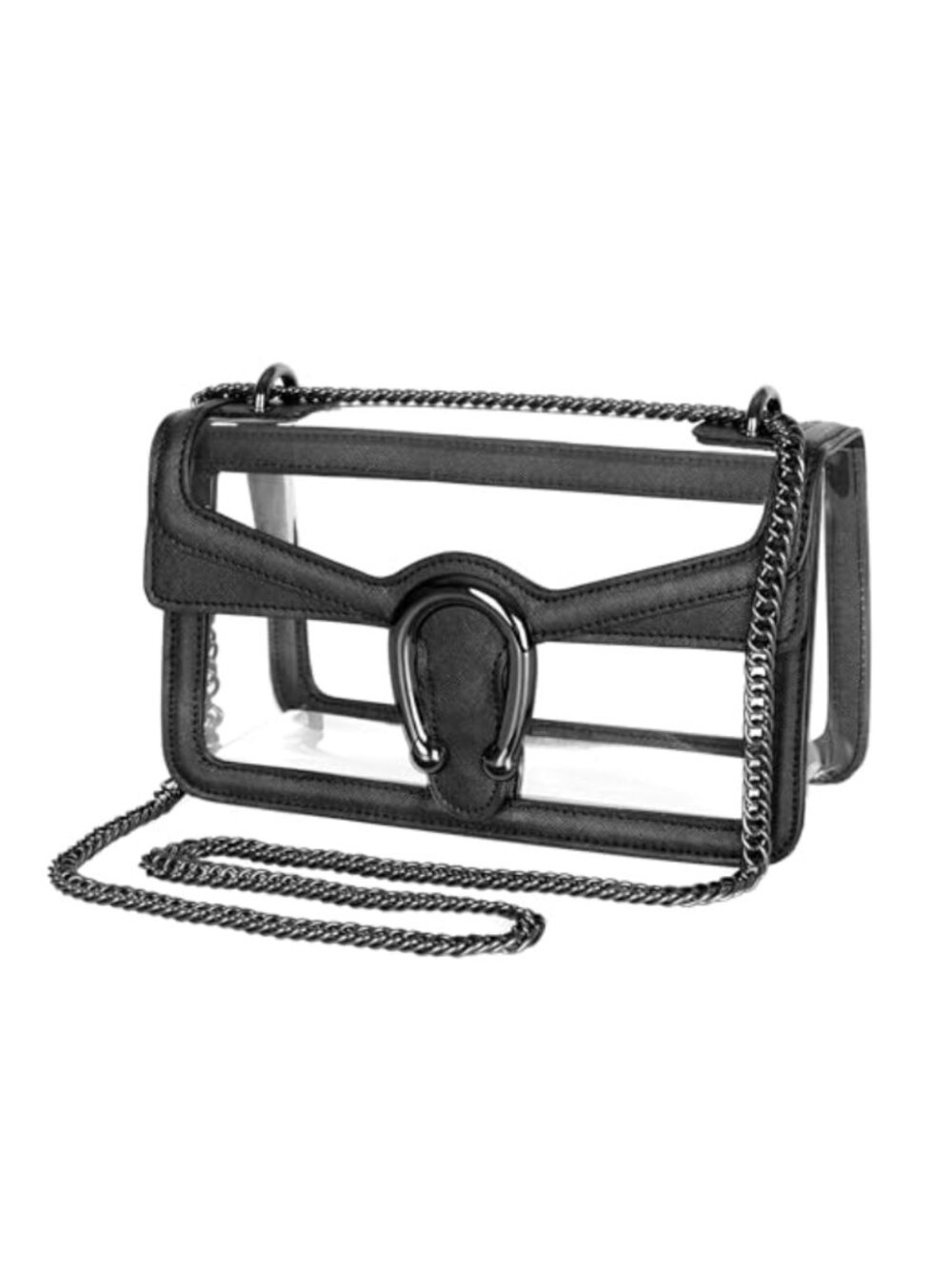 Clear PVC Crossbody Shoulder Bag Chain Strap Stadium Approved
